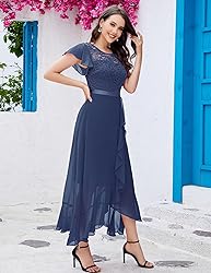 BeryLove Prom Dresses for Women Wedding Guest Ruffe