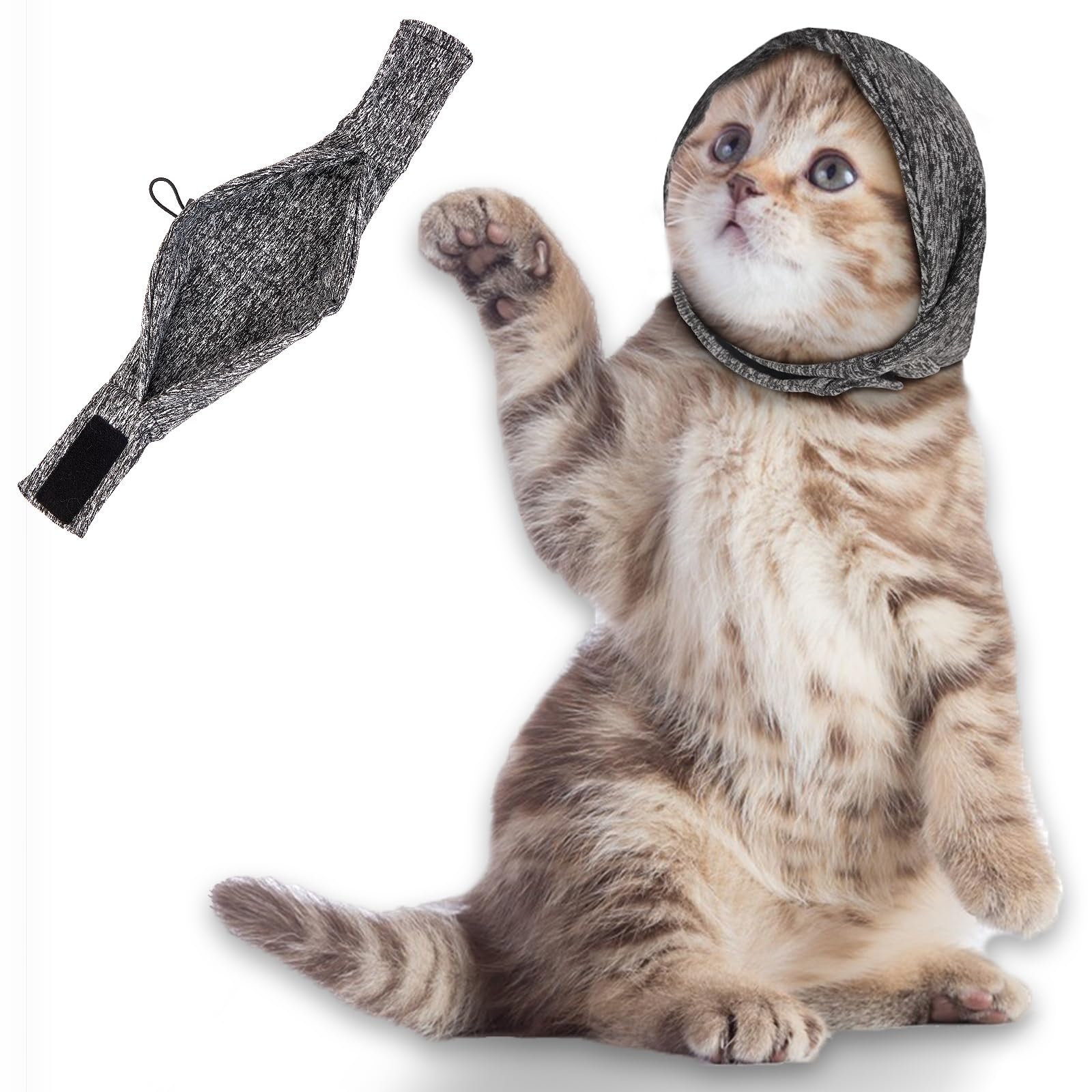 EASY JOY Adjustable Dog Snood, Adjustable Dog Ear Protectors, Ear Muffs for Dogs, Relieve Pet Anxiety, Grey S