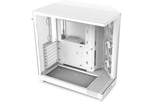 NZXT H6 Flow | CC-H61FW-01 | Compact Dual-Chamber Mid-Tower Airflow Case | Panoramic Glass Panels | High-Performance Airflow Panels | Includes 3 x 120mm Fans | Cable Management | White
