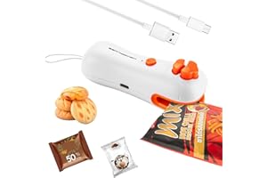 KAKAPLUSS Rechargeable Bag Sealer Mini, 2 IN 1 Heat Sealer & Cutter, Portable Handheld Food Resealer Sealing Machine, With Type-C Power Cable and Magnet, for Chip Bags & Food Storage Freshness