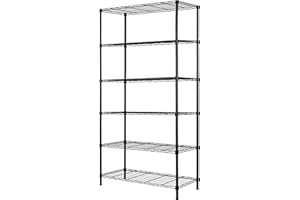 REGILLER 6-Wire Shelving Metal Storage Rack Adjustable Shelves,Standing Storage Shelf Units for Laundry Bathroom Kitchen Pantry Closet(Black,14.1" D x 30" W x 80" H)