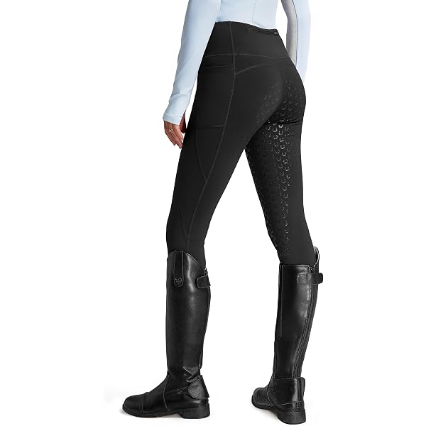 Aubrion Ladies Porter Winter Riding Tights - Fleece-Lined Thermal Equestrian Tights With Silicone Knee Patches, Jet Black
