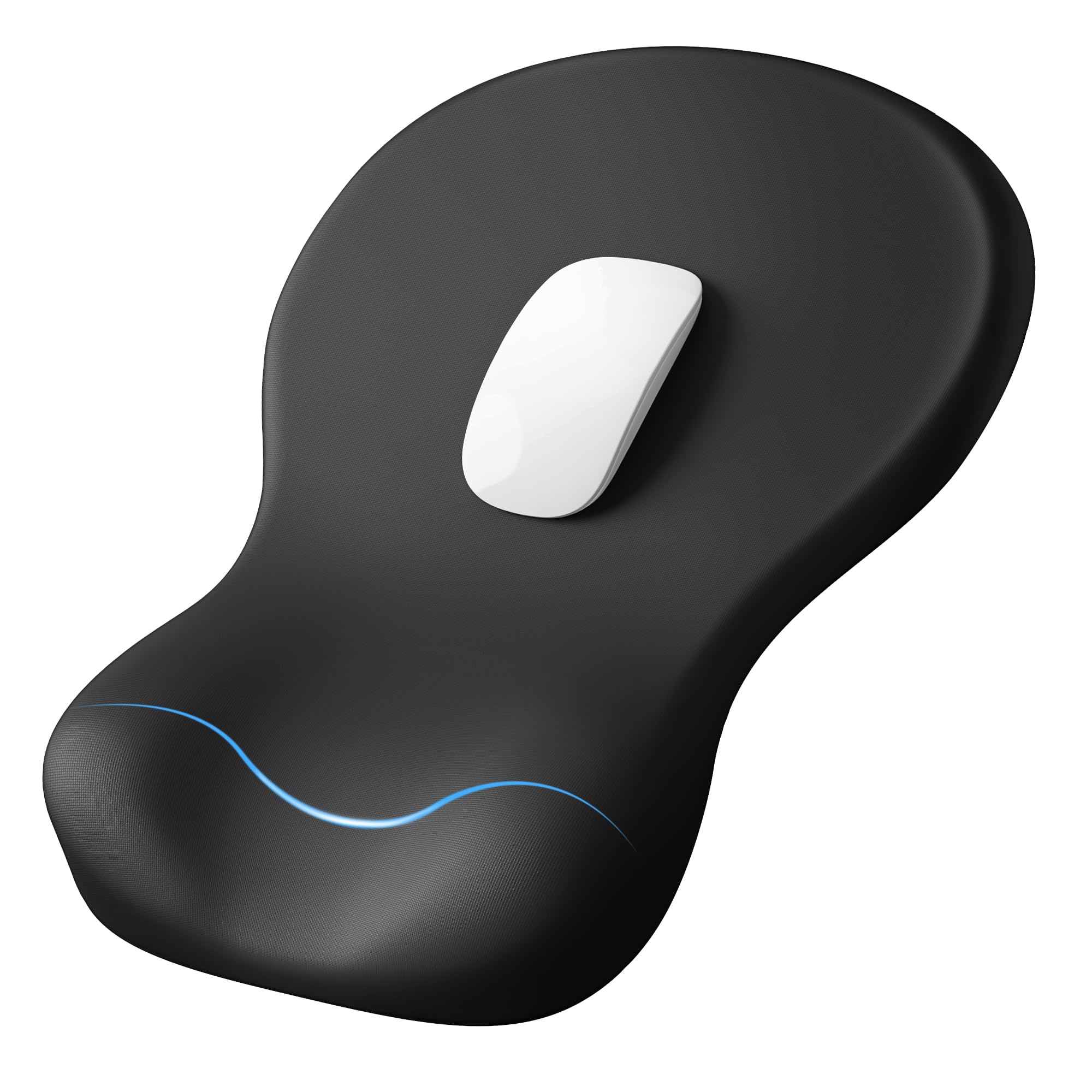 Photo 1 of Ergonomic Mouse Pad with Wrist Rest, Black Mousepad with Wrist Support, Non-Slip Hard Base Mouse Pads, Portable for Office/Home/Travel Work