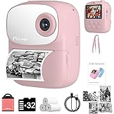 Kids Camera Instant Print for Kids with Mirror, HD Dual-Lens Selfie Digital Camera with 3 Rolls Print Paper & 32GB Card, Holiday Birthday Gifts Toys for Girls Boys Toddler.(Pink)