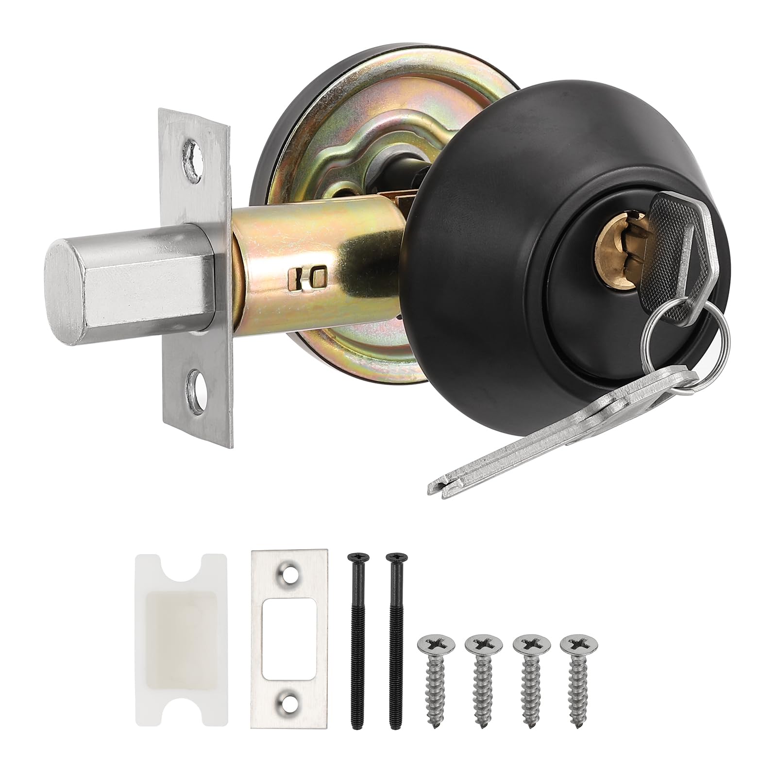 PATIKIL Keyed Alike Single Cylinder Deadbolts, Keyed Entry Door Knob Anti-Theft Exterior Door Hardware for Front Door and Entrance Door, Matte Black