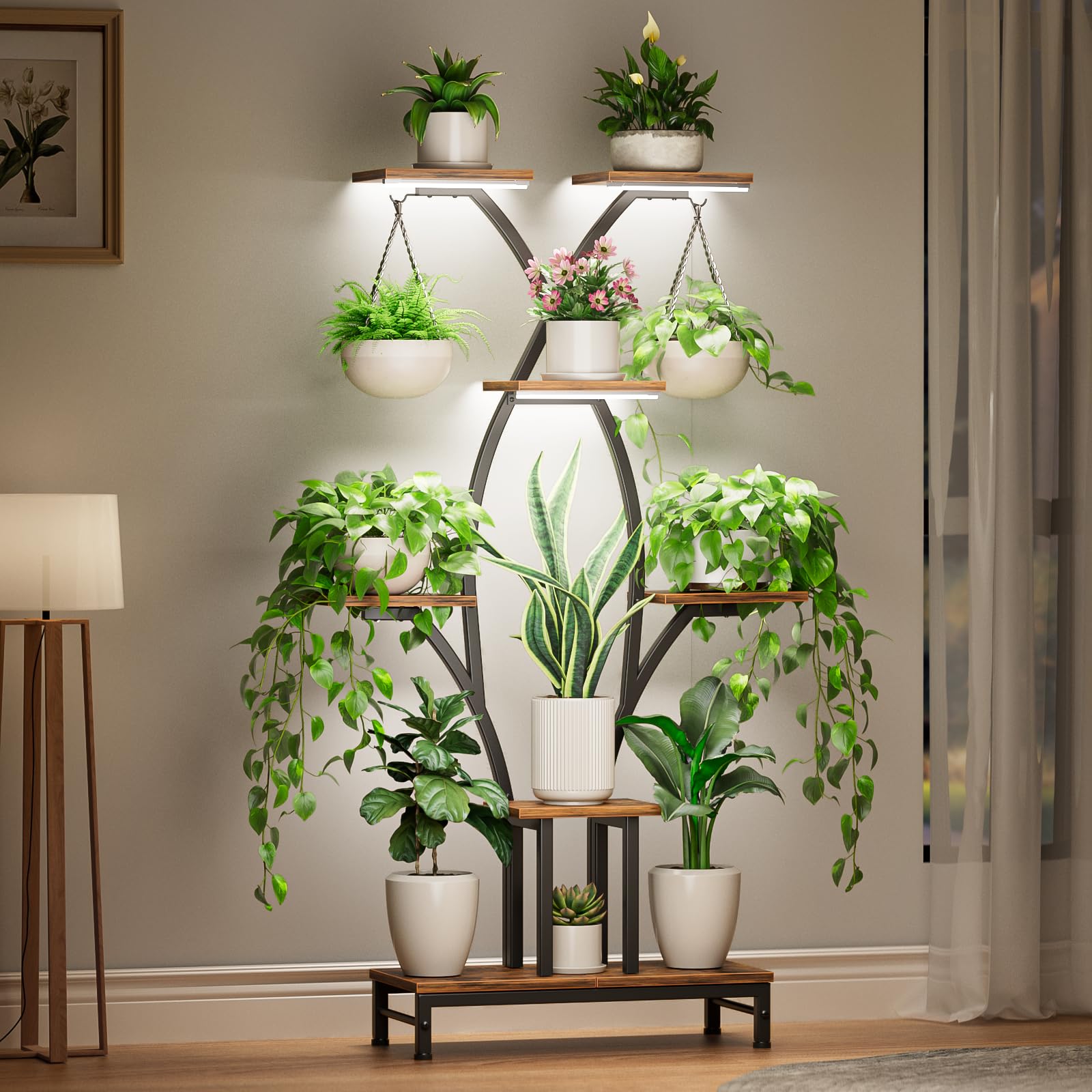 Photo 1 of ****missing shelves & hardware****
VOZZYOTO Plant Stand Indoor with Grow Lights - 7 Tiered Metal Corner Shelf for Multiple Plants, 63" Corner Plant Stand for Indoor Plants, X-Shaped Plant Rack for Home, Living Room, Office & Patio Decor