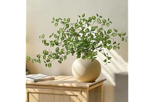 Betylifoy 6PCS Artificial Eucalyptus Leaves Stem Plants 32.7 Inch Faux Leaves Branches Fake Silk Pothos Ivy Plant Greenery St