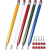 DAXINGXING Stylus Pens for Touch Screens iPad, Pencil-Style Stylus | High Sensitivity, 2-in-1 Rubber &amp; Disc Tip, Compatible with iPad, iPhone,Tablets and Android Device, 15 Tips