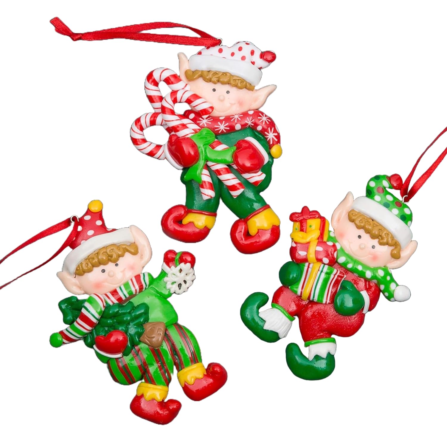 Christmas Tree Hanging Decorations Elf Holding Gifts Candy Christmas Xmas Tree Wall Home Décor Ornaments 3pcs Set