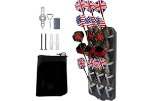 WodGod Dart Holder Wall Mount - Display Rack for 15 Steel/Soft Tip Darts, Stand with Storage Bag, Dart Sharpener, Wrench, Screws, Expansion Tube and Screwdriver