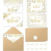 Fumete 48 Pcs Welcome Cards Bulk with Kraft Envelopes and Stickers for Guest Employee Greeting Cards Assorted Paper for Birthday Business Wedding New Home Baby Shower(White)