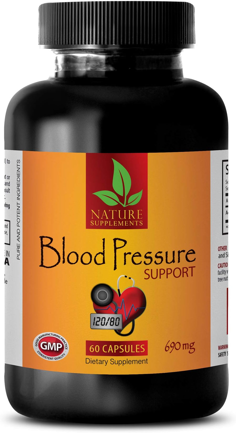 Herbal Blood Pressure Support - Blood Pressure Support 690 Mg - Dietary Supplements - Garlic Vitamins odorless - 1 Bottle 60 Capsules