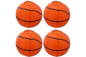 Angoily 3pcs 8-inch Foldable Basketball Paper Lanterns for Sports Theme Birthday Party Decorations