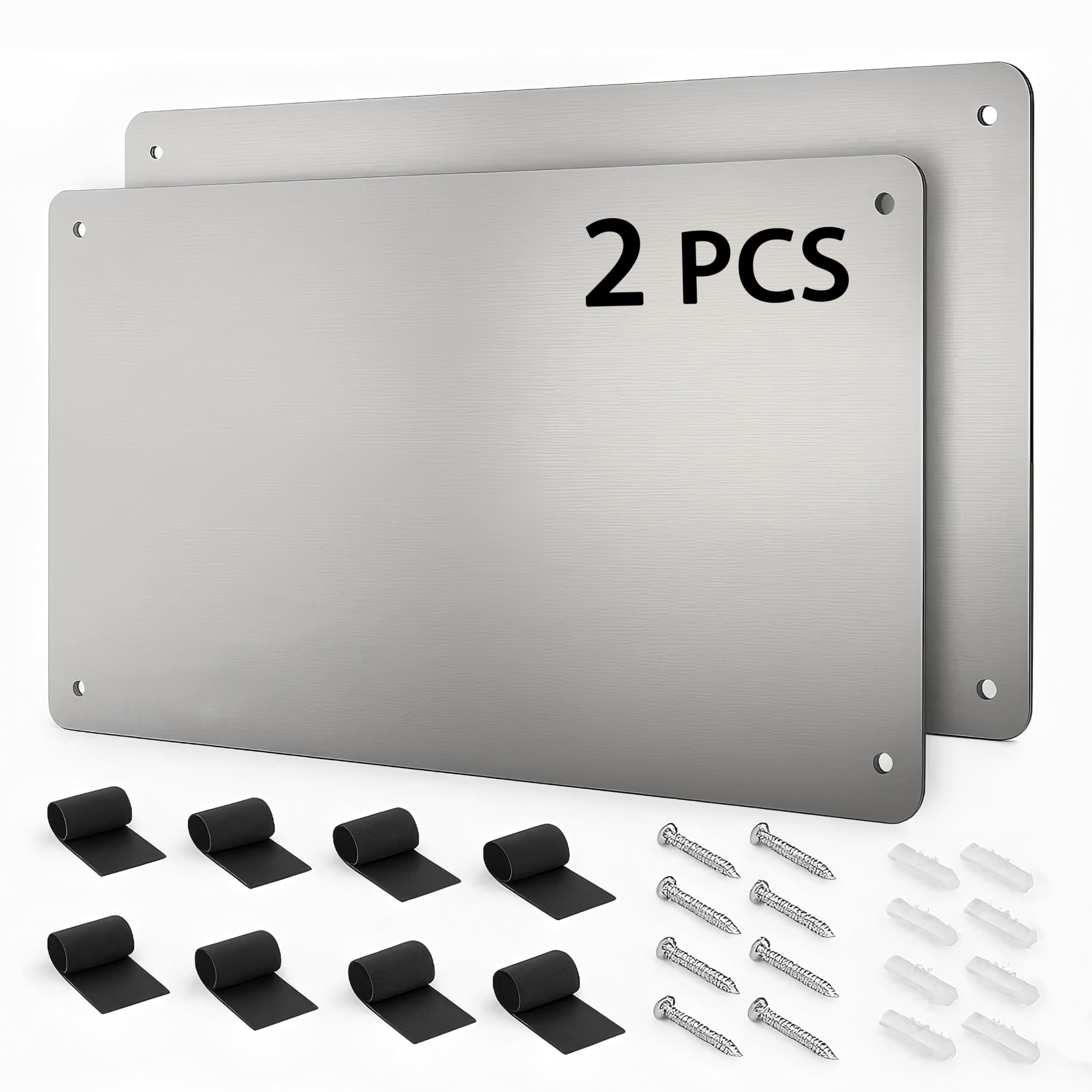 View 1 of 17.1" x 11.8" 2 Pack Alloy Steel Magnetic Board - Magnet Bulletin Board to Display Magnetic Letters Numbers Animal, Poetry, Spice Jars, Notes, Photos, Suitable for Wal (2)