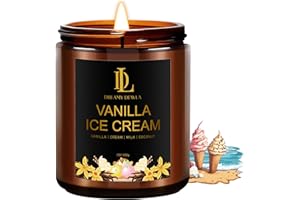 DL DREAMY DEWLA Vanilla Ice Cream Candles, 7oz Vanilla Ice Cream Scented Candle, Natural Soy Candles for Home Scented, Long Lasting with 50 Hour Burn Time, Gifts for Men Women