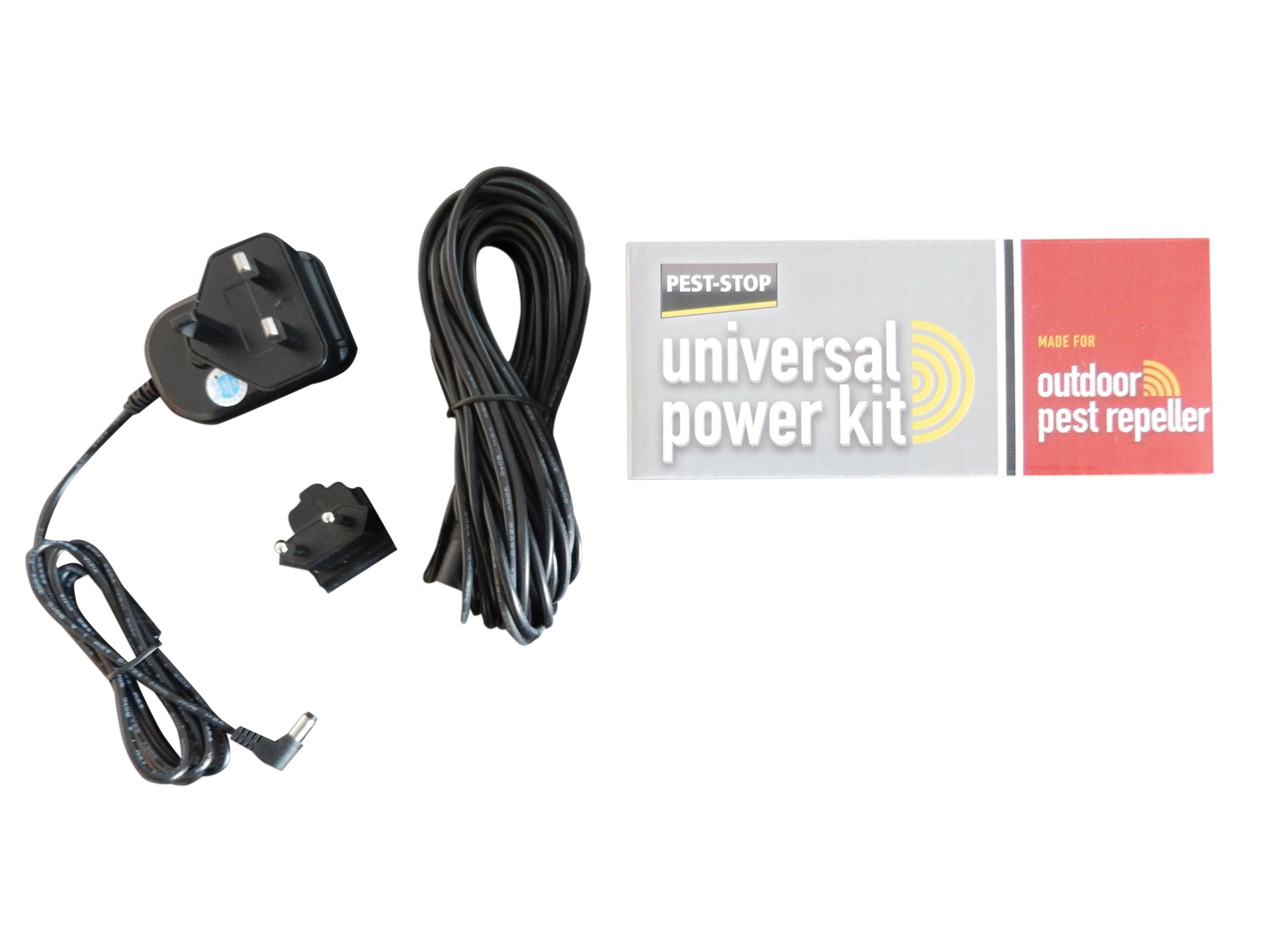 Pest-Stop Universal Power Kit for Outdoor Repellers – 10m Extension Cable – Includes UK and EU Plugs – Mains Adaptor