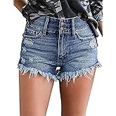 Necooer Women Denim Shorts Casual Summer Mid Waist Stretchy Denim Jean Shorts