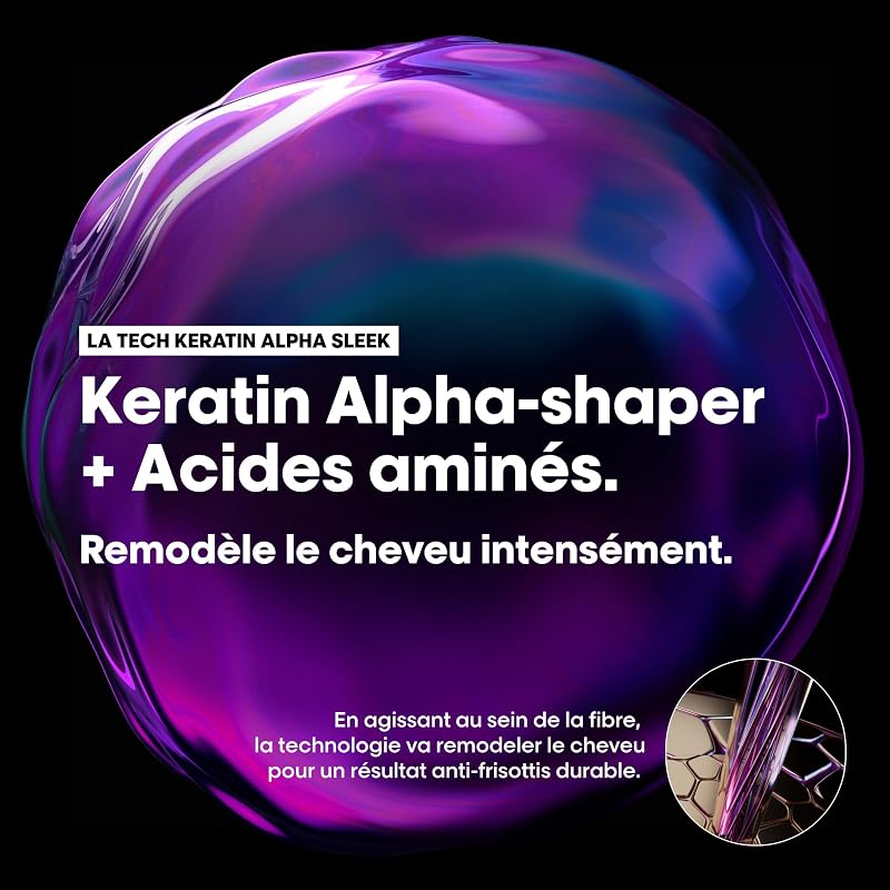L'OREAL PROFESSIONNEL - Soin Cheveux Transformatif Lissant Keratin Alpha Sleek - 2 Semaines d'Anti-Frisottis - Lisse Progressivement le Cheveu au Niveau de la Kératine - Technologie Brevetée - 200 ml