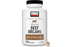 FORCE FACTOR Primal Origins Grass-Fed Beef Organs, Pasture-Raised Supplement with Liver, Kidney, Heart, Pancreas & Spleen, Hormone & Antibiotic Free, Non-GMO, 3500mg, 150 Capsules
