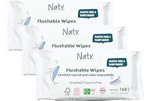 Eco by Naty Flushable Baby Wipes - Compostable and Plant-Based Wipes, Chemical-Free and Hypoallergenic Baby Wipes Safe for Baby Sensitive Skin, 56 Wipes Per Pack (3 Pk)