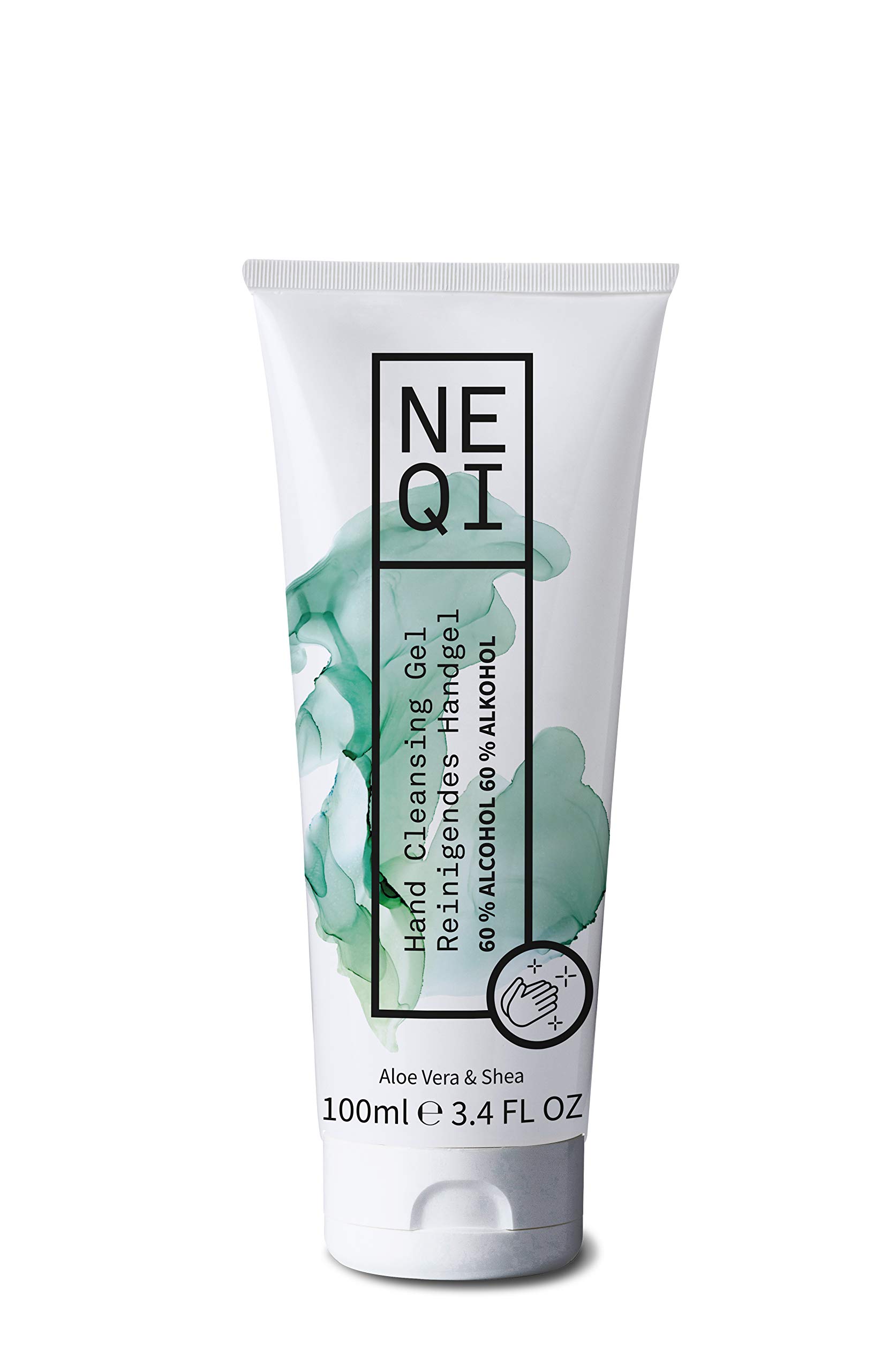 neqi Hand Cleansing Gel 100ml | 60% Alcohol | Kills 99.9% of Bacteria | Aloe Vera & Shea