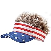 LXOrdora Mens Visor Hats with Spiked Wig Novelty Adjustable Baseball Golf Cap with Fake Hair