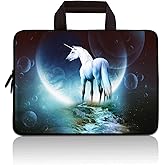 14 15 15.4 15.6 inch Laptop Handle Bag Computer Protect Case Pouch Holder Notebook Sleeve Neoprene Cover Soft Carrying Travel Case for Dell Lenovo Toshiba HP Chromebook ASUS Acer(Unicorn & Moon)