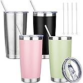 YEBTS Life 20 oz Tumbler with Lids and Straws, Stainless Steel Insulated Travel Coffee Mug, Double Wall Vacuum Insulated Tumblers, Powder Coated Coffee Tumbler for Cold & Hot Drinks (Mix Color-2)