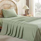 Twin Sheets Set, 3 Piece 15" Deep Pocket Twin Bed Sheet Set - Sage Green | Twin Bedsheets, Fitted Sheet, Flat Sheet, Pillowcase, Soft Wrinkle Fade Resistant for Dorm, Hospital, Daybed and Guest Room