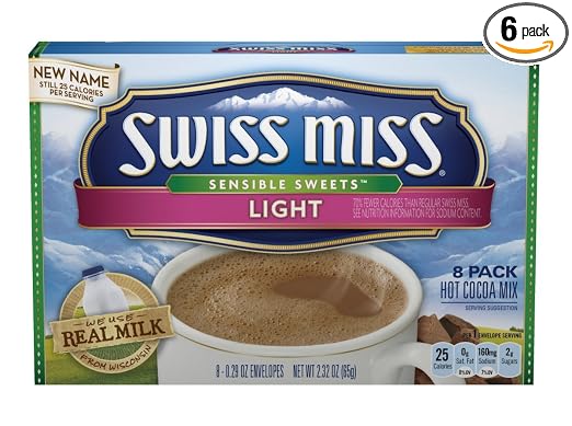Swiss Miss Hot cocoa Mix - diet non fat Dry Milk, cocoa (processed with alkali), calcium carbonate, cellulose gum, sweet dairy (015700055519)