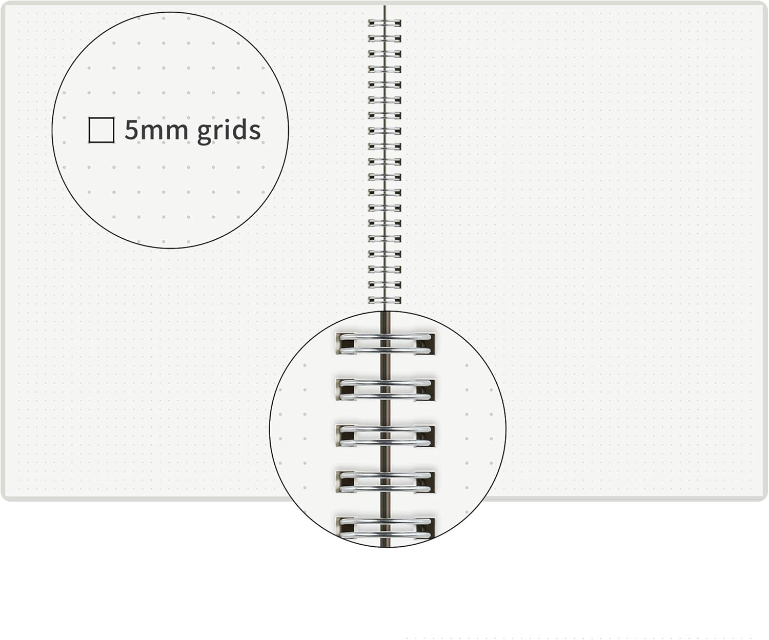 HULYTRAAT Large Dot Grid Spiral Notebook, 8.5" x 11", Premium 100 gsm Ivory White Paper, Sturdy See-Through Cover, 128 Dotted Pages per Book (2 Pack) for Home, School, Office, Artist Writing/Drawing : Office Products