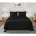 CHATEAU HOME COLLECTION 100% Tencel Sheet Set, Soft, Breathable 300 Thread Count Oeko-TEX Certified Queen Bed Sheets, Cooling Sheets, Fits Mattresses Upto 17"- Black