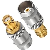 SMA to BNC Adapter 2Pack, SMA Female to BNC Female RF Coax Antenna Coupler Extension Convertor Connector Low Loss for RF Applications/Wireless LAN Devices/Wi-Fi Radios External Antenna
