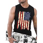 MAIHUN American Flag Tank Tops for Men 4th of July Shirts Patriotic Sleeveless Muscle Tees