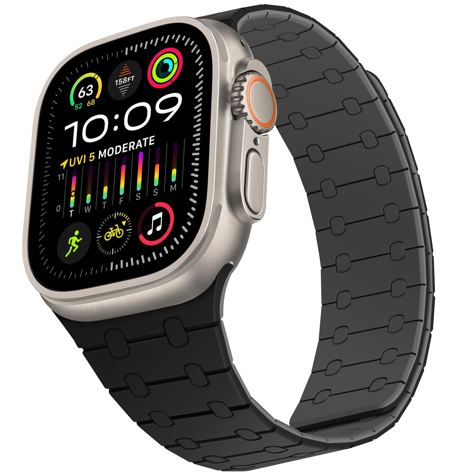 ZZDZZ Compatible with Apple Watch Straps 49mm 46mm 45mm 44mm 42mm 41mm 40mm 38mm, Silicone Magnetic Adjustable Loop Strap for iWatch Ultra3/2/1 Series 11 10 9 SE3 8 7-1 (49/46/45/44/42, Black Gray)