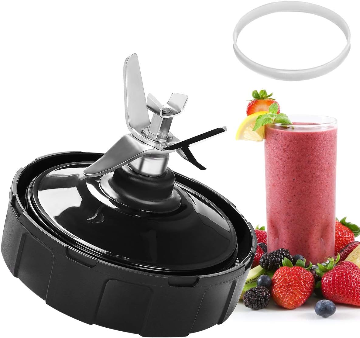 Replacement Parts for Nutri Ninja,7 Fins and 1 Gasket Rubber for Nutri Ninja Auto iQ BL682-30 BL642-30 BL450-30 BL482-30 BL687CO BL2013 and More(7 Fins)