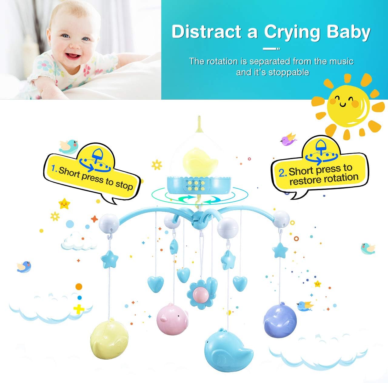 baby musical cot mobile night light