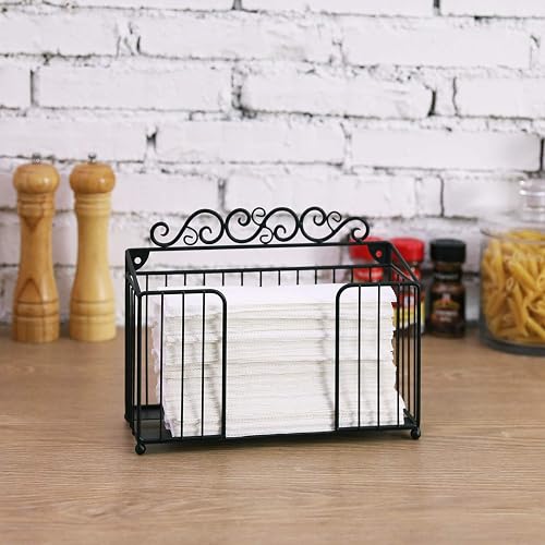 MyGift Wall Mounted Black Metal Wire Commercial Paper Towel Dispenser Holder, Bathroom Paper Towel Holder Countertop Folded Towel Dispenser for Z Fold, C Fold and Trifold MyGift Wall Mounted Black Metal Wire Commercial Paper Towel Dispenser Holder, Bathroom Paper Towel Holder Countertop Folded Towel Dispenser for Z Fold, C Fold and Trifold