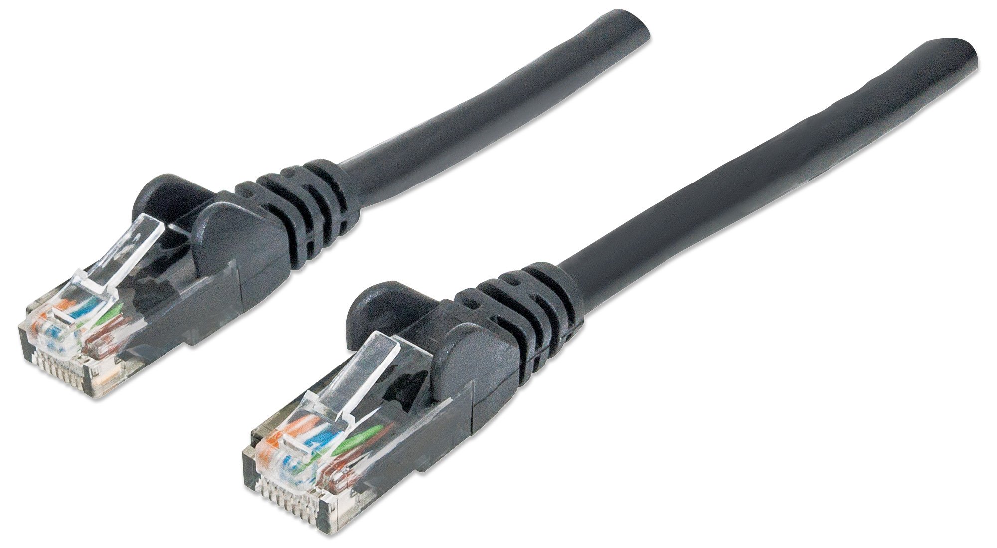 Intellinet Network Patch Cable, Cat6, 1m, Black, CCA, U/UTP, PVC, RJ45, Gold Plated Contacts, Snagless, Booted, Polybag