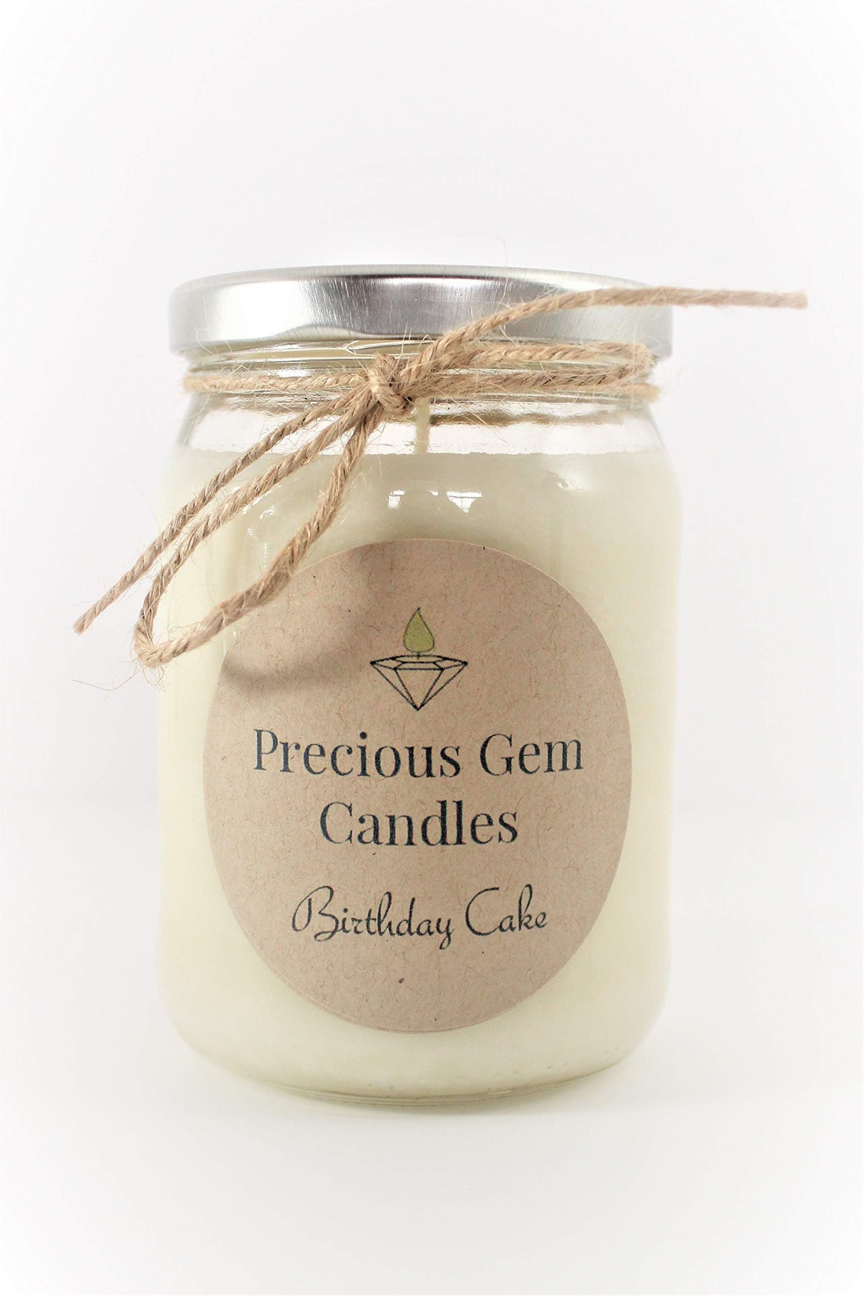 Birthday Cake - Soy Wax Candle with A Gemstone Inside (Surprise Semi-Precious Faceted Gemstone Valued $10-$5,000)
