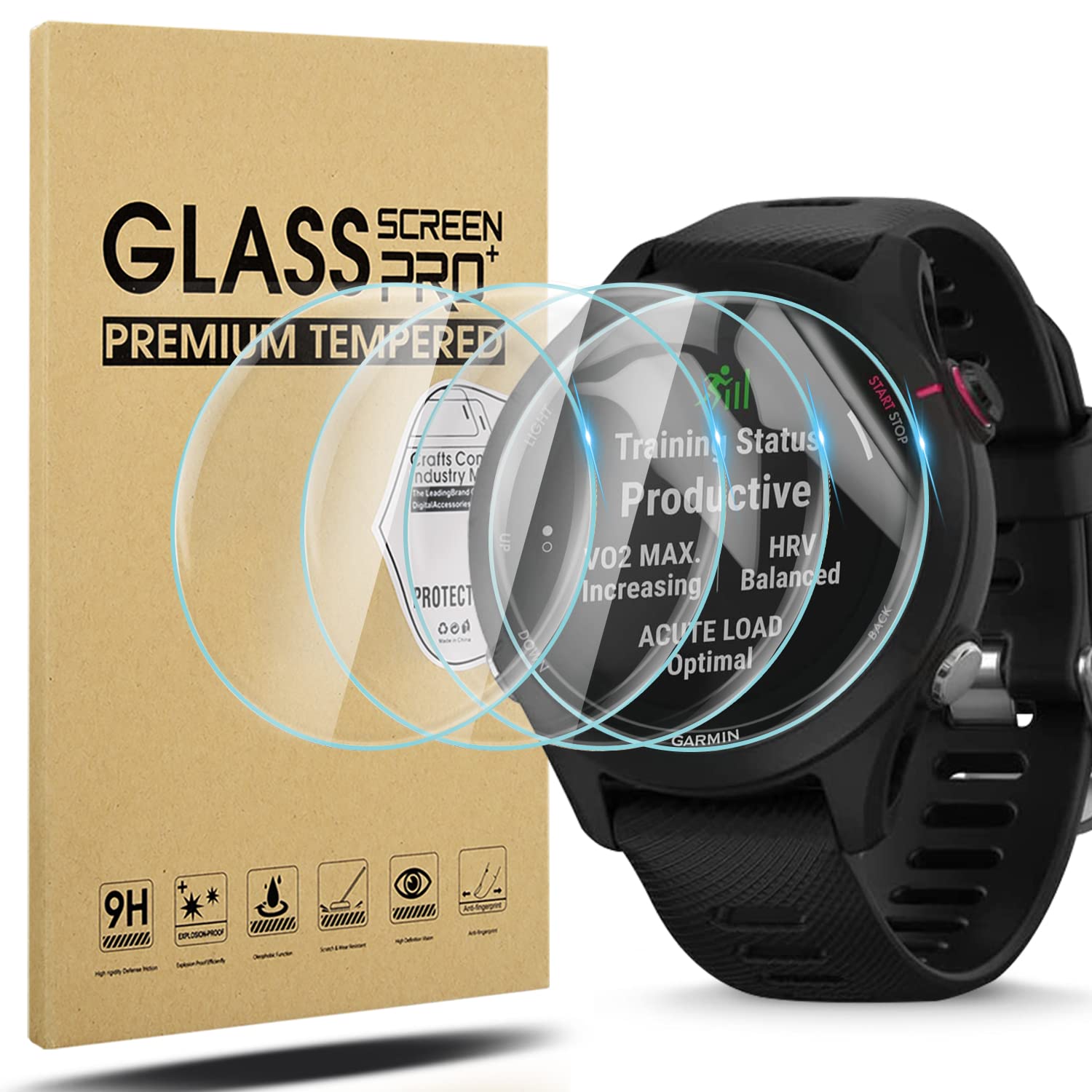 Diruite 4-Pack for Garmin Forerunner 255S/255S Music Screen Protector(Not for Garmin Forerunner 255), HD Tempered Glass No-Bubble Screen Protector