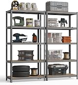 SONGMICS 5-Tier Heavy-Duty Shelving Units Set of 2 50x100x200 cm Misty Grey view 9