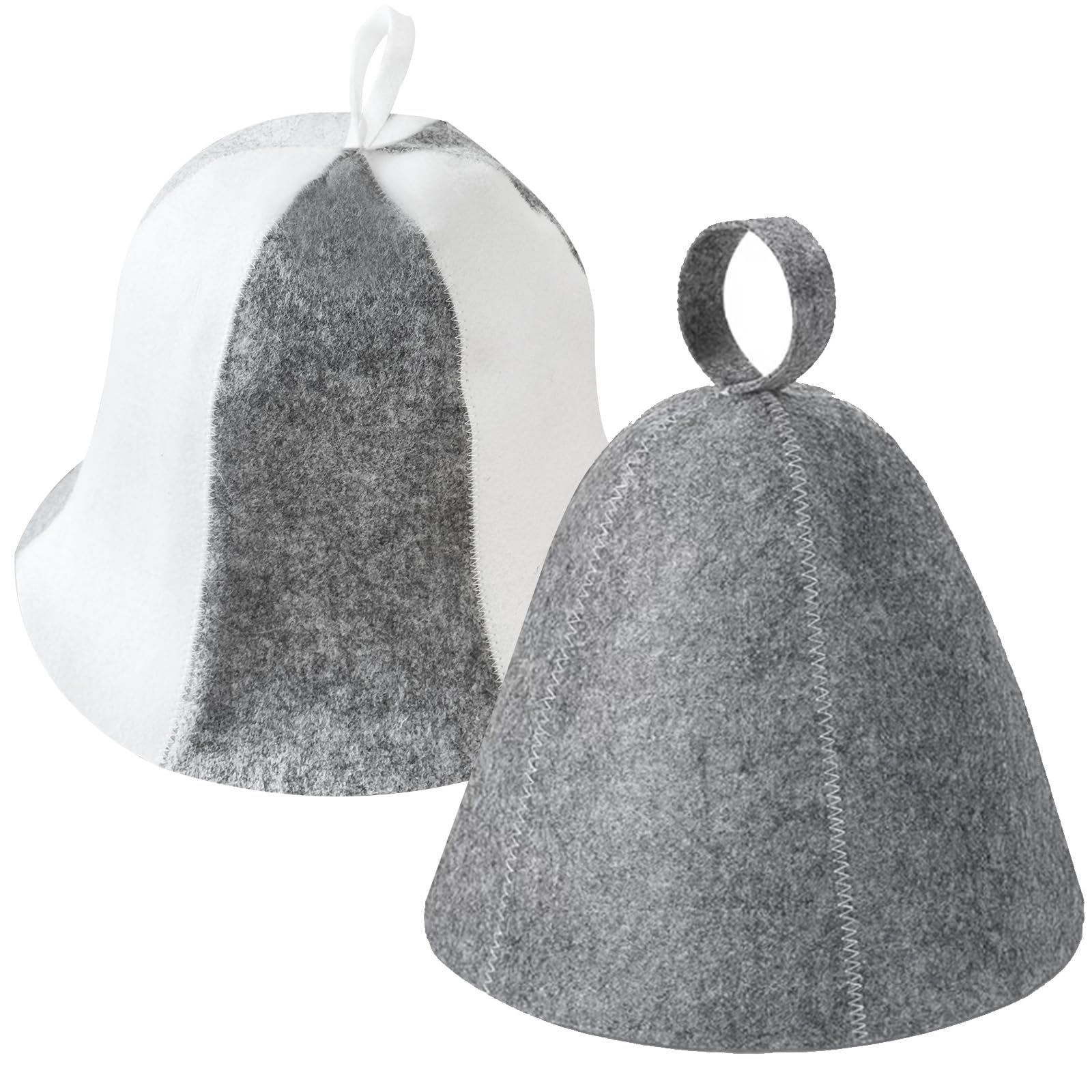 REMJUD 2 Pack Sauna Hat, Wool Felt Cap Russian Banya White