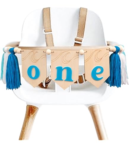The Big One High Chair Banner – Wave & Surfboard 1st Birthday Decor, Summer Beach Party Highchair Decoration - View #14