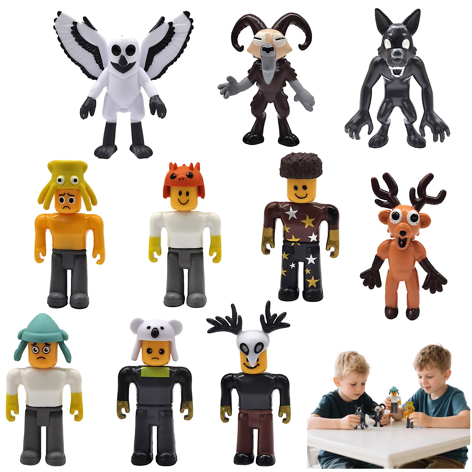 10PCS 99 Nights in the Forest Figures, 99 Nights in the Forest Toys 3 Inch Funny Monster Toy Set Deer kids' play action figures Owl Ram Characters Collectible Game Themed Desk Decor Gift for Kids