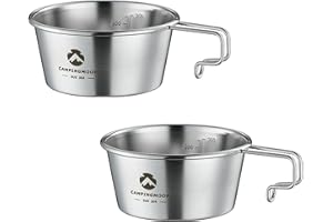 CAMPINGMOON 2pcs Set Stainless Steel Deep Type Camping Sierra Cup 450ml S-360 (2pcs Set)