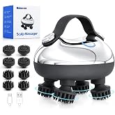 Melonsun Electric Scalp Massager, 2 Claw Sets, IPX7 Waterproof, Silver | Metallic Finish, Anti-Tangle 360&deg; Kneading, 100 Nodes + 1,000+ Cleansing Tips, 3 Modes, USB-C Rechargeable, 15-Min Auto-Off