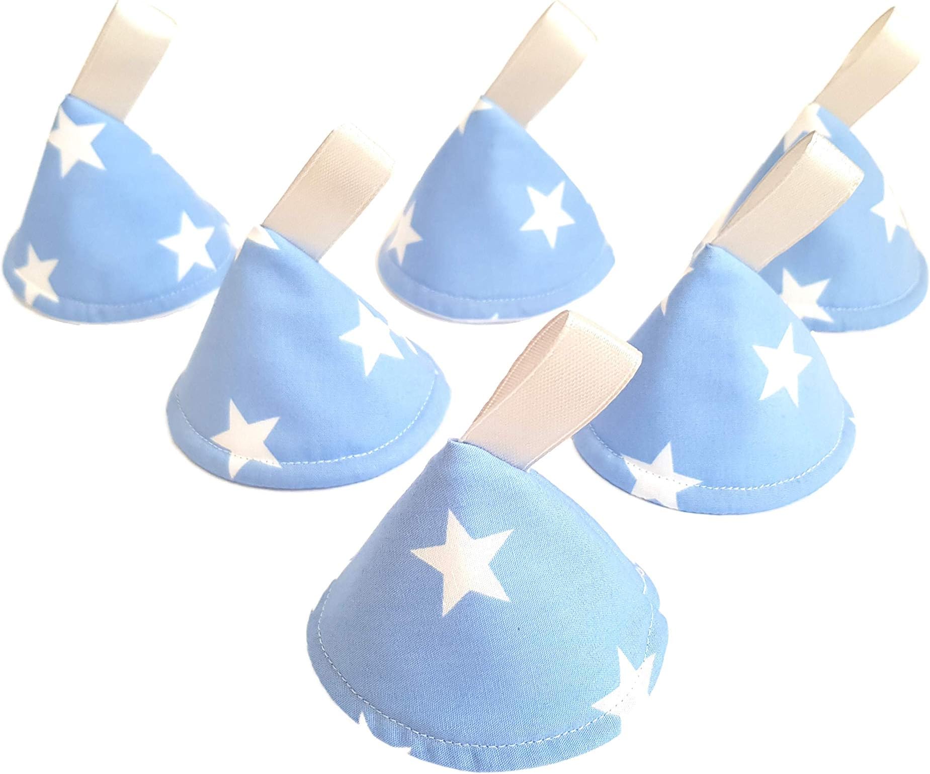 Pee Pee Stop Cones/Wee Wee Wigwams Teepees/Baby Blue Stars (Set of 6)
