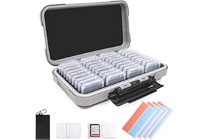 36 Slots Memory Card Case & 36 Transparent Card Cases, Light Gray Camera Memory Card Holder Storage with Individual Plastic C