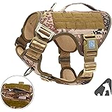 Auroth Tactical Dog Harness for Large Medium Small Dogs, Hidden Backpack,Nesting Buckles Reflective Adjustable Military Dog H